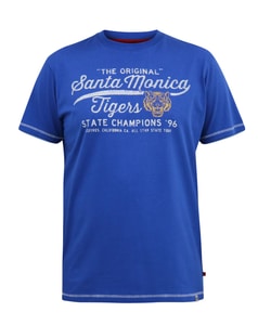 D555 Jamal Santa Monica Tigers bedrucktes T-Shirt mit Rundhalsausschnitt, Königsblau